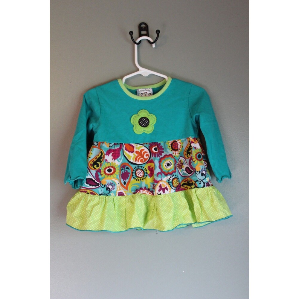 Three Sisters Baby Girl Dress Long Sleeve Floral Paisley Size 12M
